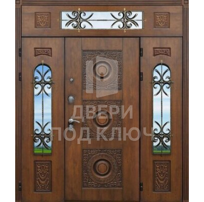Усиленная дверь с фрамугой, кованая ДПК-12547