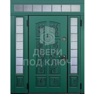 Стальная дверь с остеклением и фрамугой ДПК-12630
